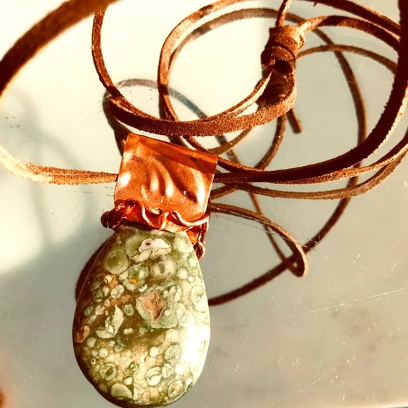 Conceptual Subculture Other - Rainforest Jasper  Pendant Necklace Copper Rustic